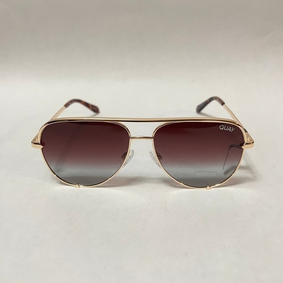 New Quay Australia High Key Micro Sunglasses Polarized Gold Brown Fade - Picture 3 of 8